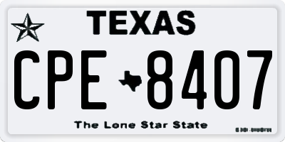 TX license plate CPE8407