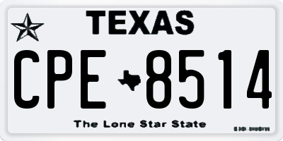 TX license plate CPE8514