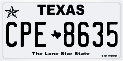 TX license plate CPE8635