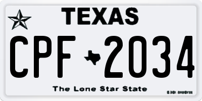 TX license plate CPF2034