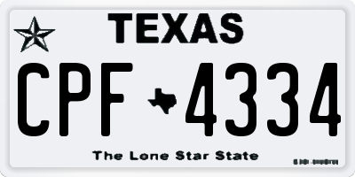 TX license plate CPF4334