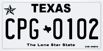 TX license plate CPG0102