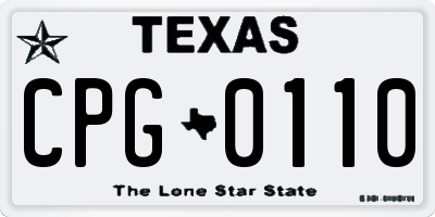 TX license plate CPG0110