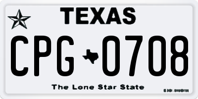TX license plate CPG0708