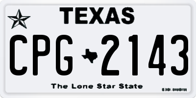 TX license plate CPG2143