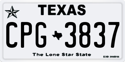 TX license plate CPG3837