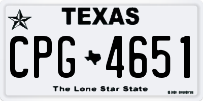 TX license plate CPG4651