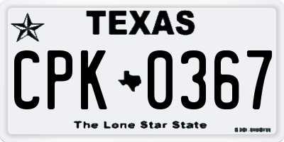 TX license plate CPK0367
