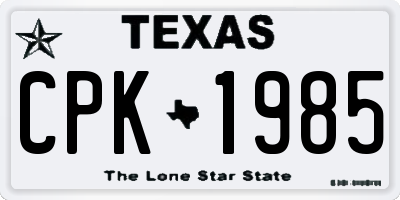 TX license plate CPK1985