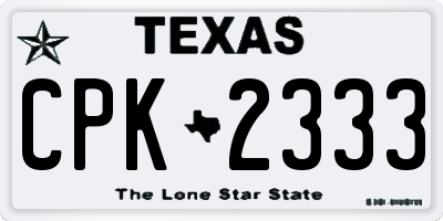 TX license plate CPK2333