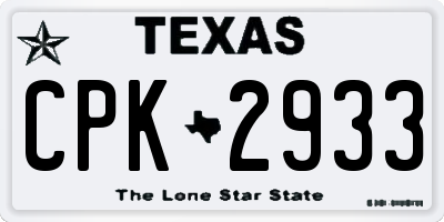 TX license plate CPK2933