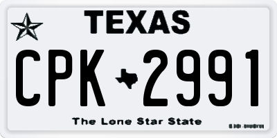 TX license plate CPK2991