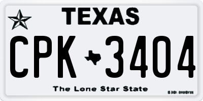 TX license plate CPK3404