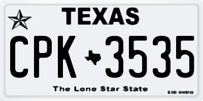 TX license plate CPK3535