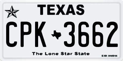 TX license plate CPK3662