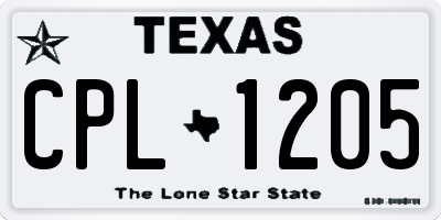 TX license plate CPL1205