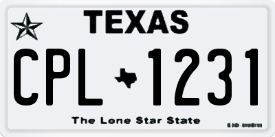 TX license plate CPL1231