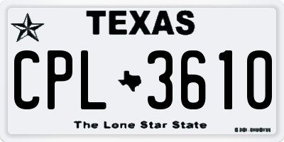 TX license plate CPL3610