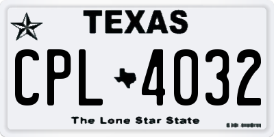 TX license plate CPL4032