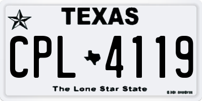 TX license plate CPL4119