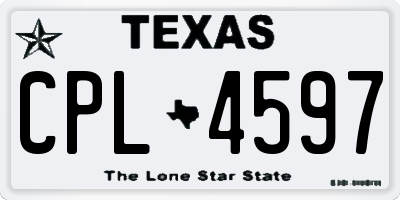 TX license plate CPL4597