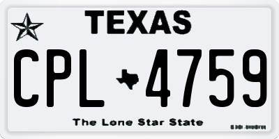 TX license plate CPL4759