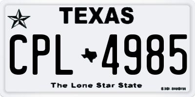 TX license plate CPL4985