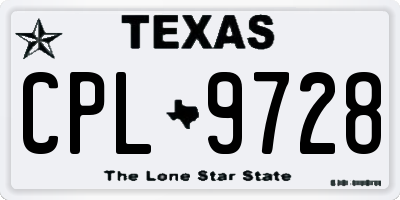 TX license plate CPL9728