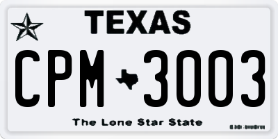 TX license plate CPM3003