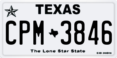 TX license plate CPM3846