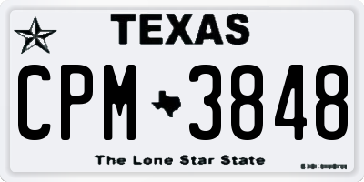 TX license plate CPM3848
