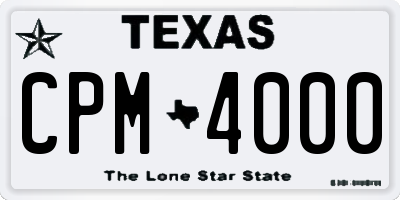 TX license plate CPM4000