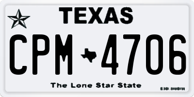 TX license plate CPM4706