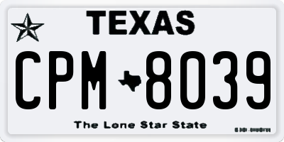 TX license plate CPM8039