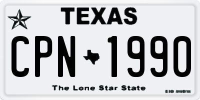 TX license plate CPN1990
