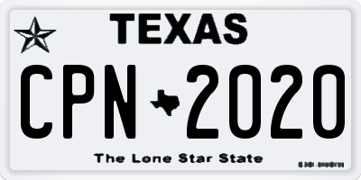 TX license plate CPN2020