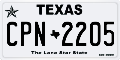 TX license plate CPN2205