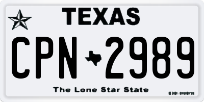 TX license plate CPN2989