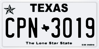 TX license plate CPN3019