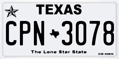 TX license plate CPN3078