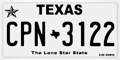 TX license plate CPN3122
