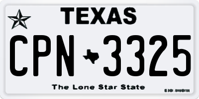 TX license plate CPN3325