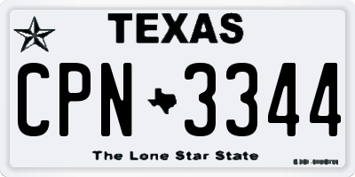 TX license plate CPN3344