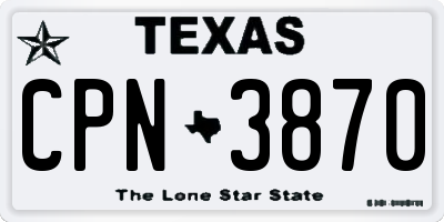 TX license plate CPN3870