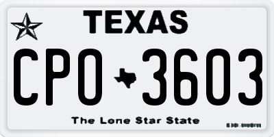 TX license plate CPO3603