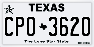 TX license plate CPO3620