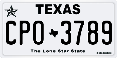 TX license plate CPO3789