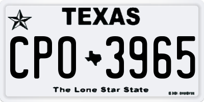 TX license plate CPO3965