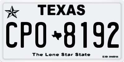 TX license plate CPO8192