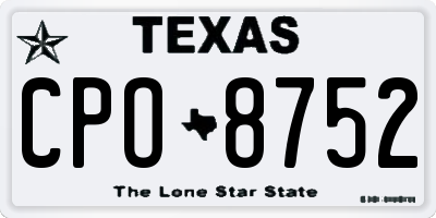 TX license plate CPO8752